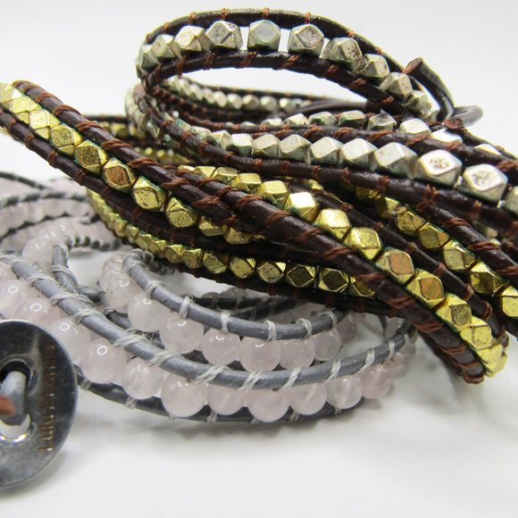 6 Lulu Dharma Wrap Bracelets Amethyst Amber Rose Quartz More - Picture 3 of 4
